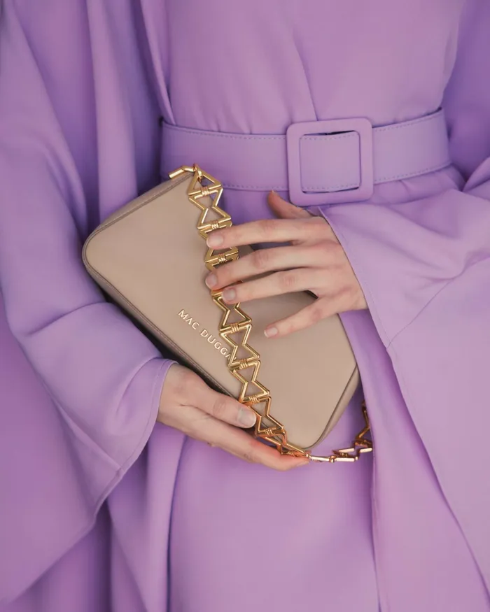 Shoulder Bags Women Gold Strap Small Taupe Nappa Leather Shoulder Bag 8211 FINAL SALE Taupe Mac Duggal
