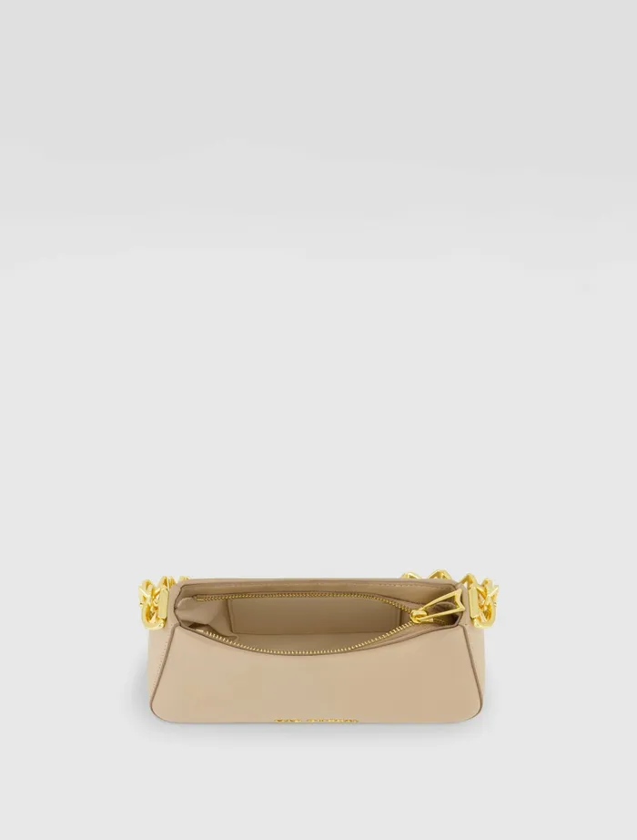 Shoulder Bags Women Gold Strap Small Taupe Nappa Leather Shoulder Bag 8211 FINAL SALE Taupe Mac Duggal