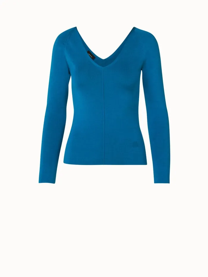 Silk Stretch Vneck Knit Pullover Alpsee Women Akris Knitwear