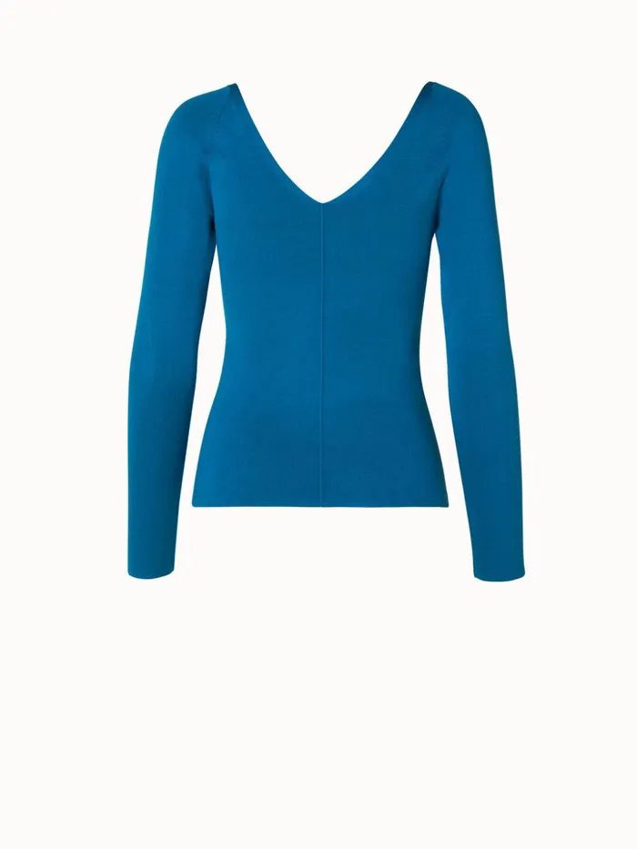 Silk Stretch Vneck Knit Pullover Alpsee Women Akris Knitwear