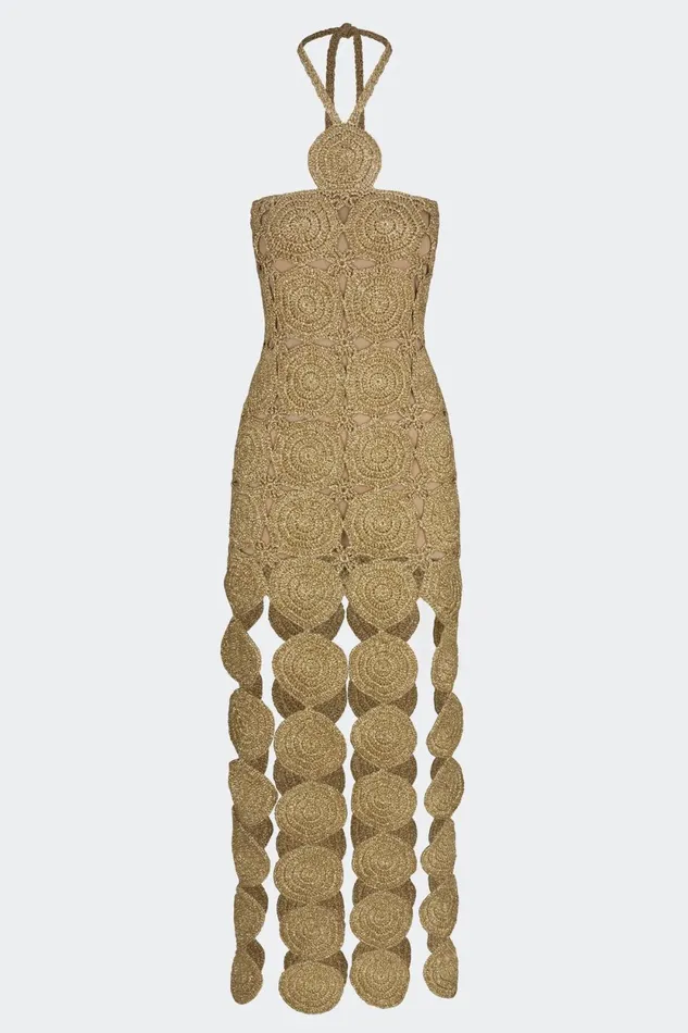 Simon Miller Dresses Beep Beep Dress In Star Gold Hand Knit Lurex Crochet 8211 Women