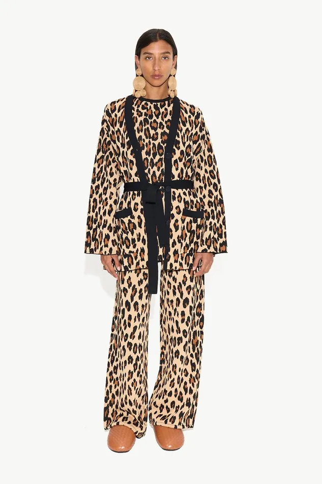 Simon Miller Tops Simon Miller Max Belted Knit Cardigan In Cheetah 8211 Women