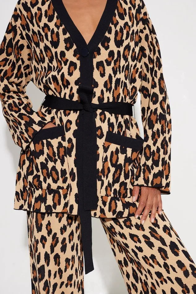 Simon Miller Tops Simon Miller Max Belted Knit Cardigan In Cheetah 8211 Women