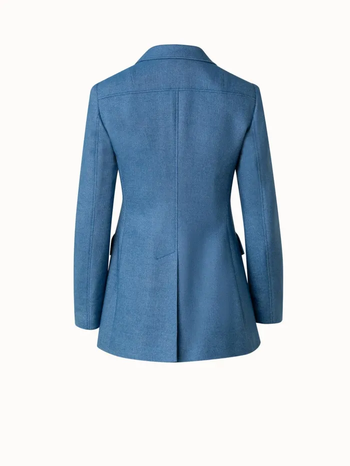 Single Breasted Jacket In Wool Blend Denim Women Akris Jackets