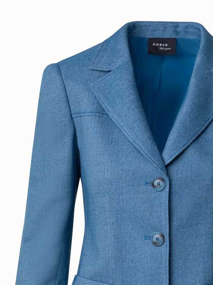 Single Breasted Jacket In Wool Blend Denim Women Akris Jackets