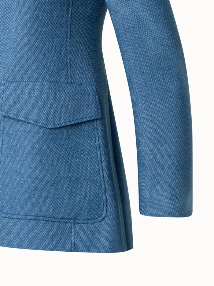 Single Breasted Jacket In Wool Blend Denim Women Akris Jackets