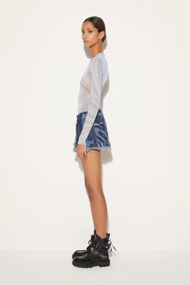 Skirts Women PUCCI MarmoPrint Denim Mini Skirt