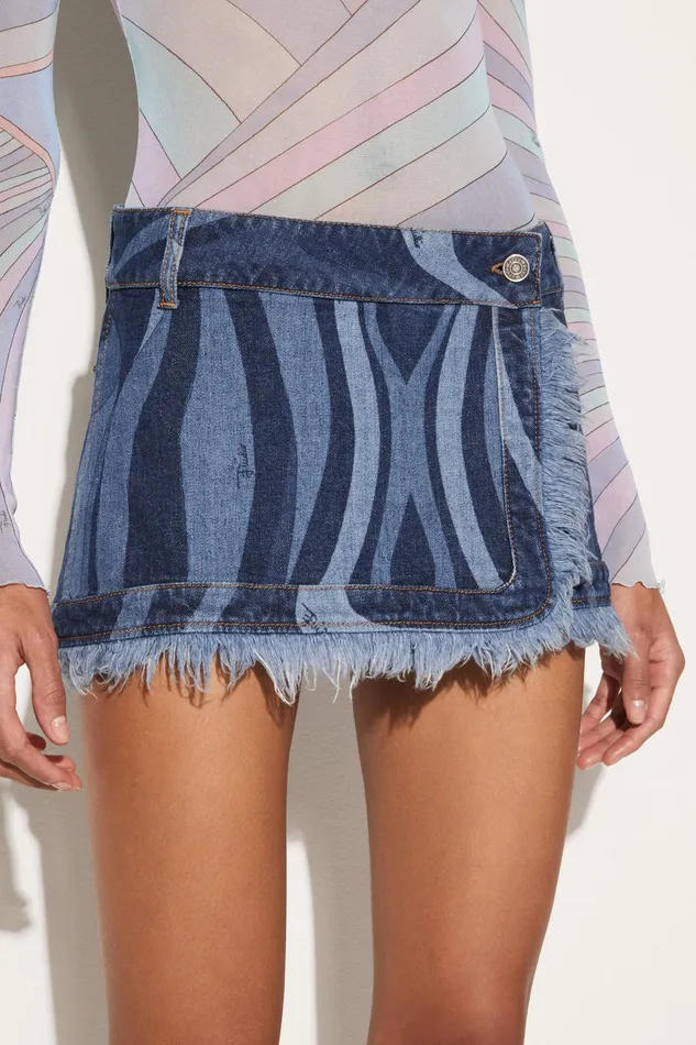 Skirts Women PUCCI MarmoPrint Denim Mini Skirt