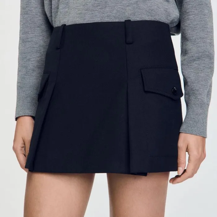Skirts Women SANDRO Short Skirt With Pockets Black