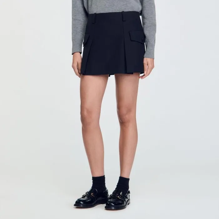 Skirts Women SANDRO Short Skirt With Pockets Black