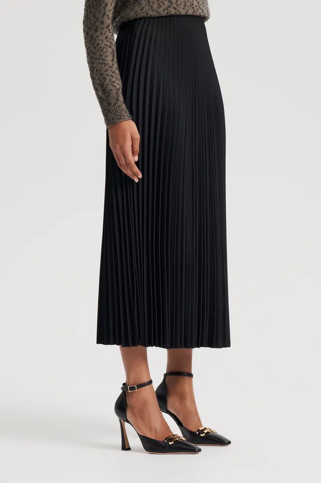 Skirts Women Scanlan Theodore TWILL PLEAT SKIRT BLACK Skirts Women Scanlan Theodore TWILL PLEAT SKIRT BLACK