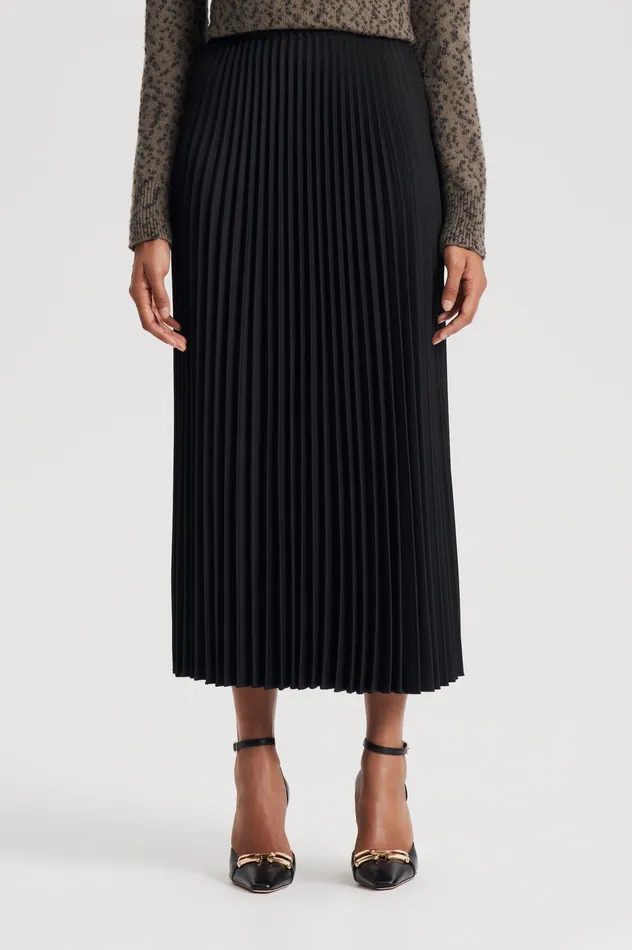 Skirts Women Scanlan Theodore TWILL PLEAT SKIRT BLACK Skirts Women Scanlan Theodore TWILL PLEAT SKIRT BLACK