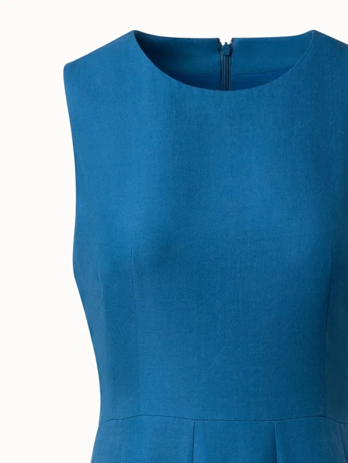 Sleeveless Fit and Flare Midi Dress Medium Denim Women Akris Dresses