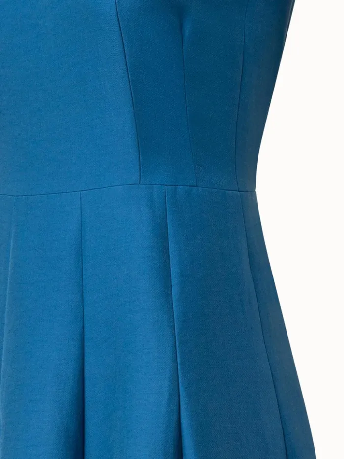 Sleeveless Fit and Flare Midi Dress Medium Denim Women Akris Dresses