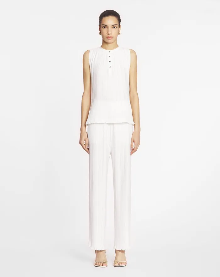 Sleeveless Pleated Top Off White Women Lanvin Tops Sleeveless Pleated Top Off White Women Lanvin Tops