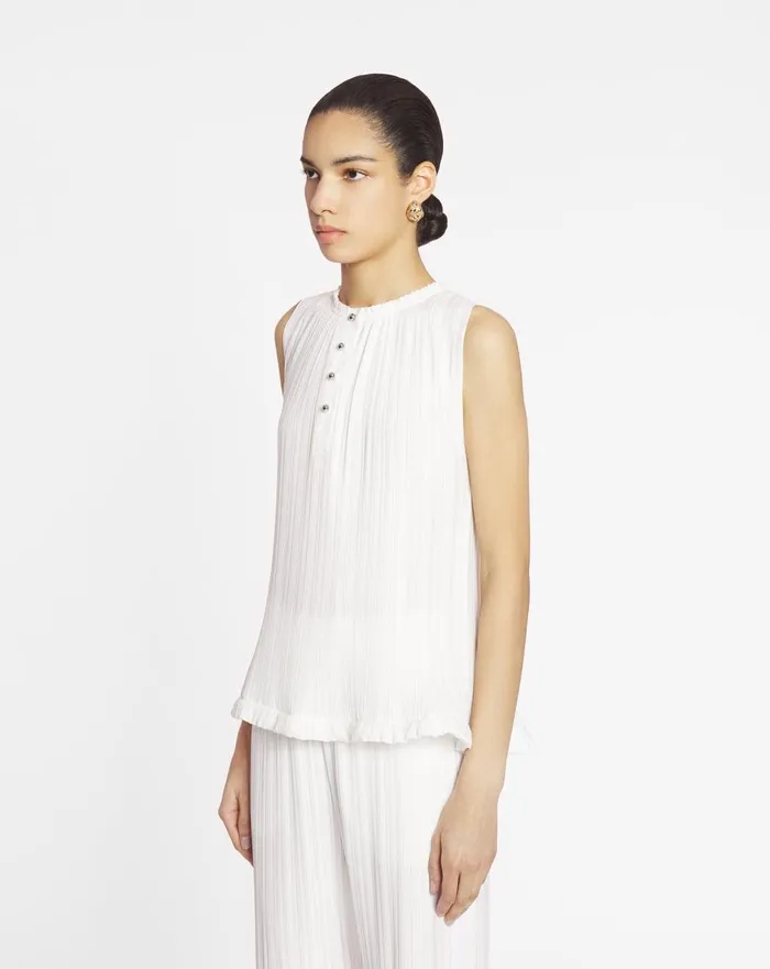 Sleeveless Pleated Top Off White Women Lanvin Tops Sleeveless Pleated Top Off White Women Lanvin Tops