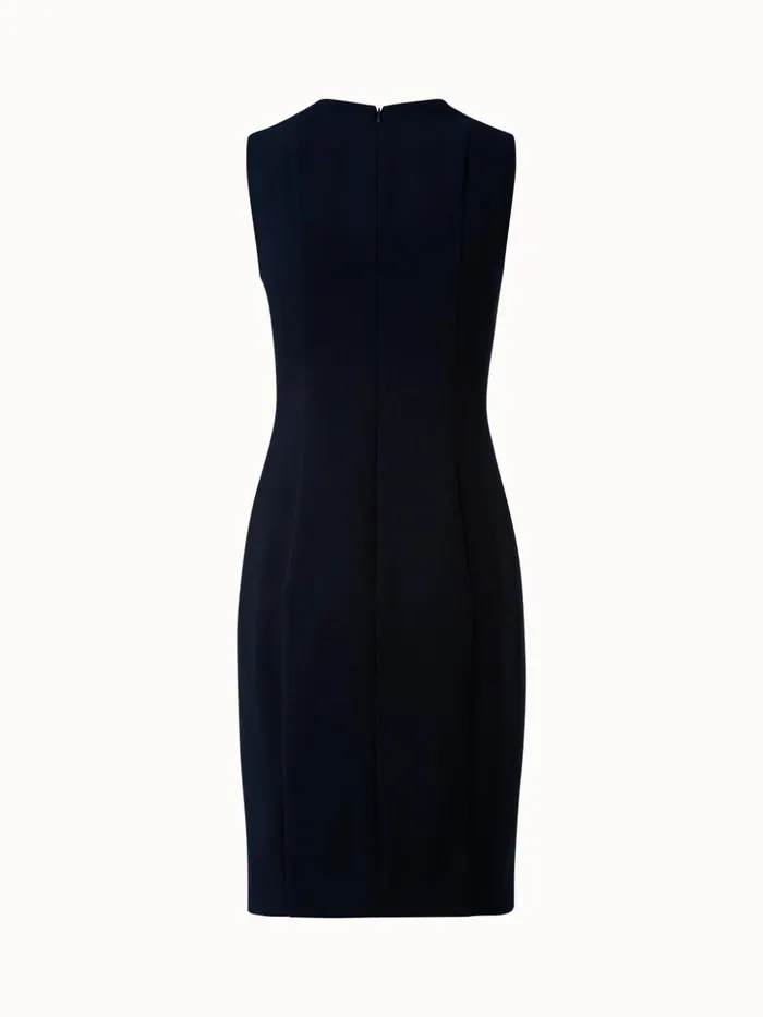Sleeveless VNeck Wool DoubleFace Sheath Dress Navy Women Akris Dresses