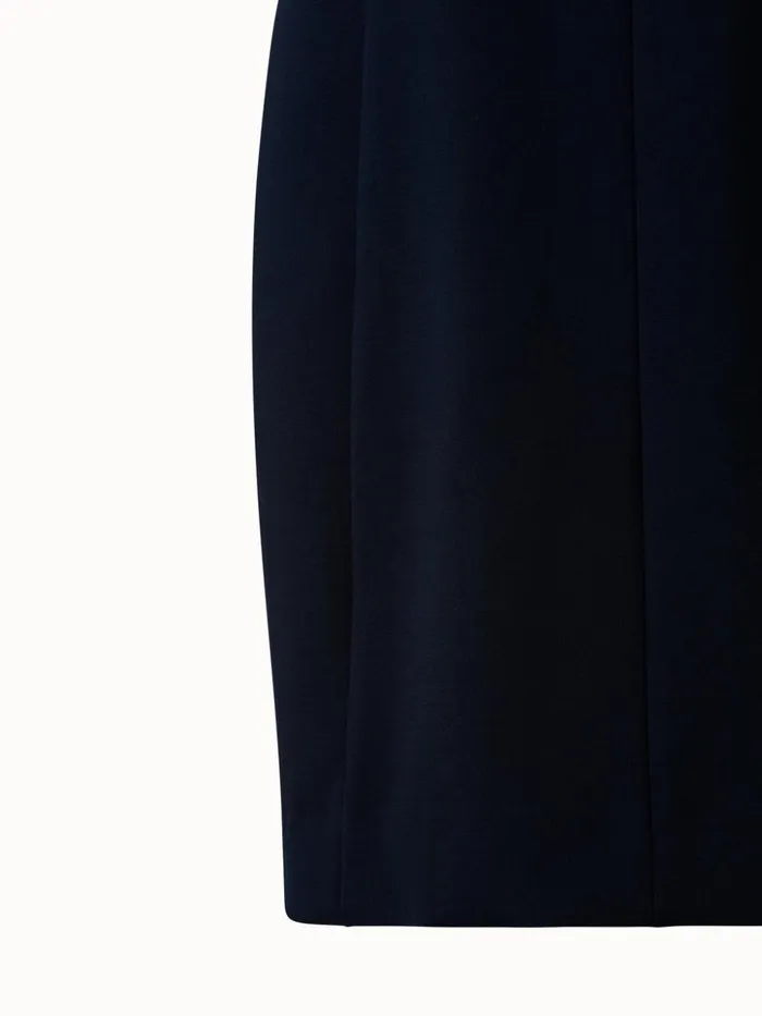 Sleeveless VNeck Wool DoubleFace Sheath Dress Navy Women Akris Dresses