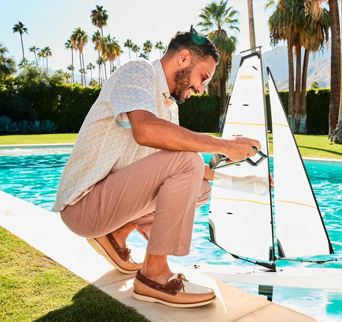 SlipOns and Loafers Johnston and Murphy Men Monaco 2Eye Boat Shoe Tan Multi Glove Leather