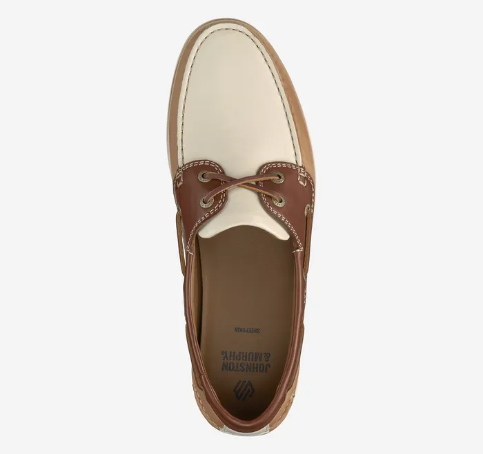 SlipOns and Loafers Johnston and Murphy Men Monaco 2Eye Boat Shoe Tan Multi Glove Leather