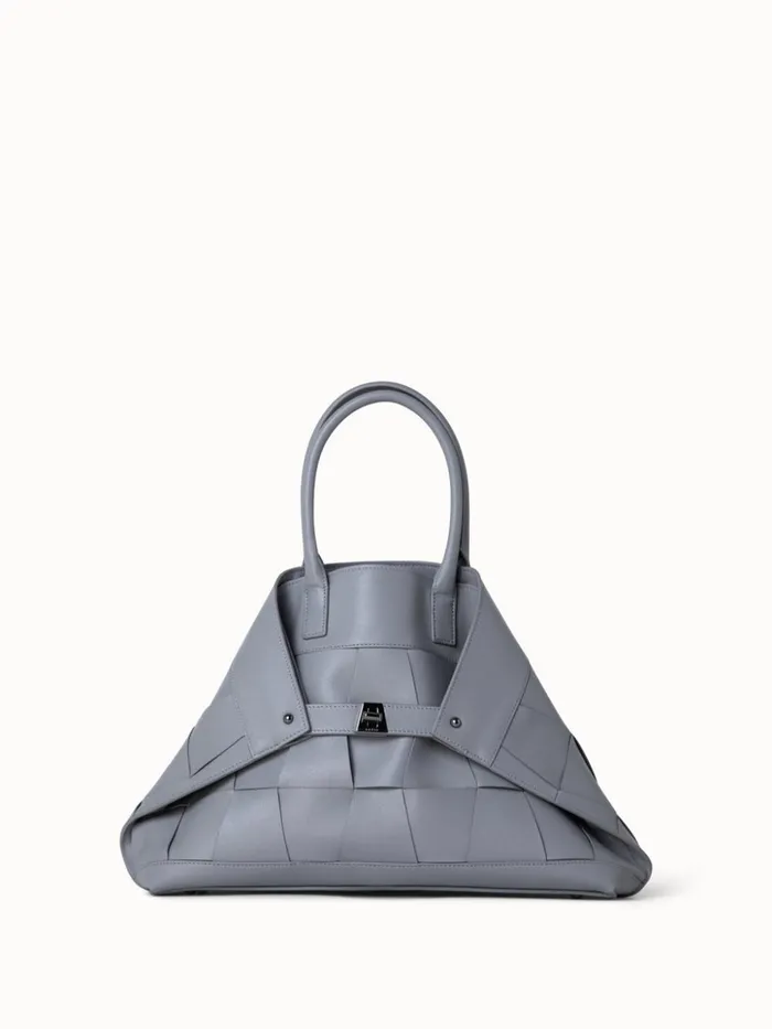 Small Ai Messenger Bag In Braided Leather Trapezoids Felt Women Akris Top Handle Bags