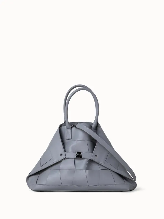 Small Ai Messenger Bag In Braided Leather Trapezoids Felt Women Akris Top Handle Bags