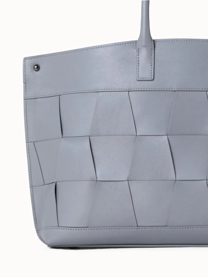 Small Ai Messenger Bag In Braided Leather Trapezoids Felt Women Akris Top Handle Bags