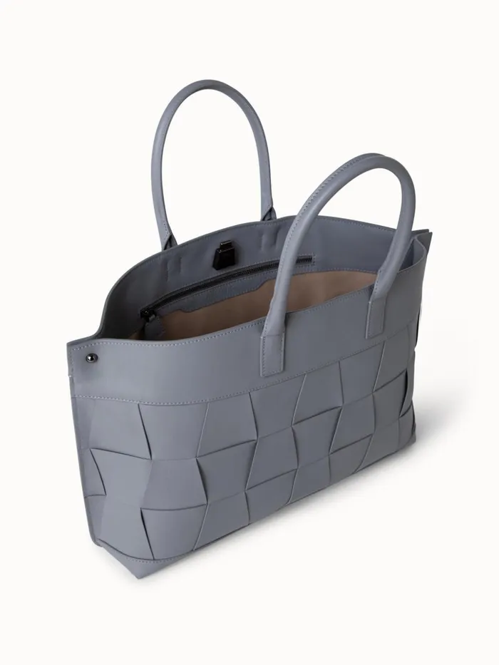 Small Ai Messenger Bag In Braided Leather Trapezoids Felt Women Akris Top Handle Bags