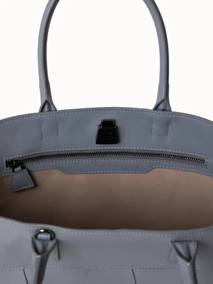 Small Ai Messenger Bag In Braided Leather Trapezoids Felt Women Akris Top Handle Bags