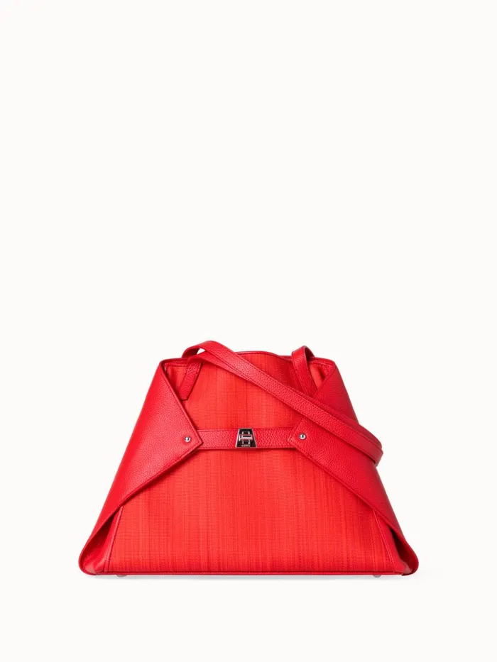 Small Ai Shoulder Bag In Leather And Horsehair Scarlet Women Akris Shoulder Bags