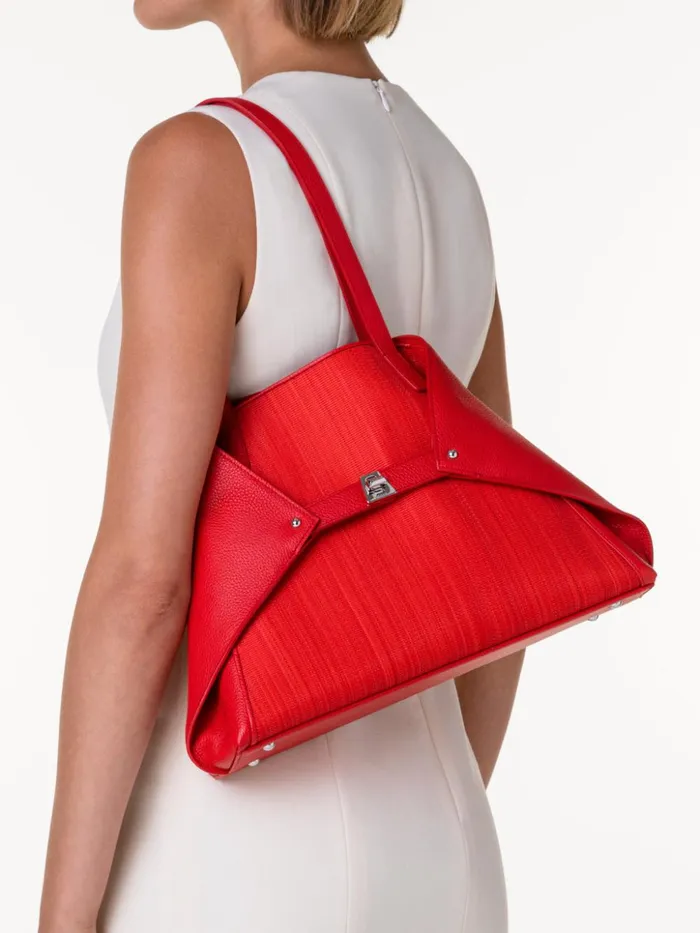 Small Ai Shoulder Bag In Leather And Horsehair Scarlet Women Akris Shoulder Bags