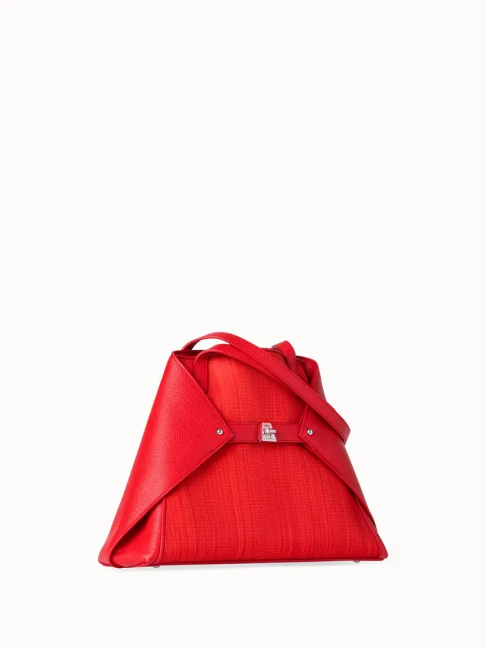 Small Ai Shoulder Bag In Leather And Horsehair Scarlet Women Akris Shoulder Bags