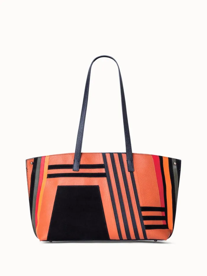 Small Ai Shoulder Bag In Zig Zag Trapezoid Leather Patchwork Multicolor Women Akris Tote Bags