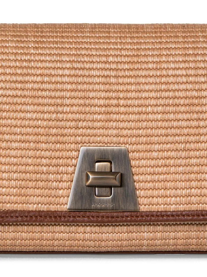 Small Anouk Day Bag In Raffia Camelcaramel Women Akris Crossbody Bags
