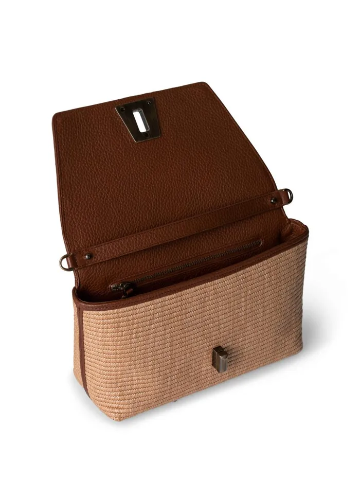 Small Anouk Day Bag In Raffia Camelcaramel Women Akris Crossbody Bags