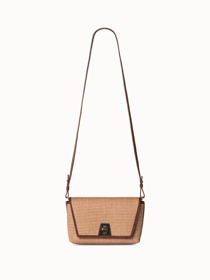 Small Anouk Day Bag In Raffia Camelcaramel Women Akris Crossbody Bags