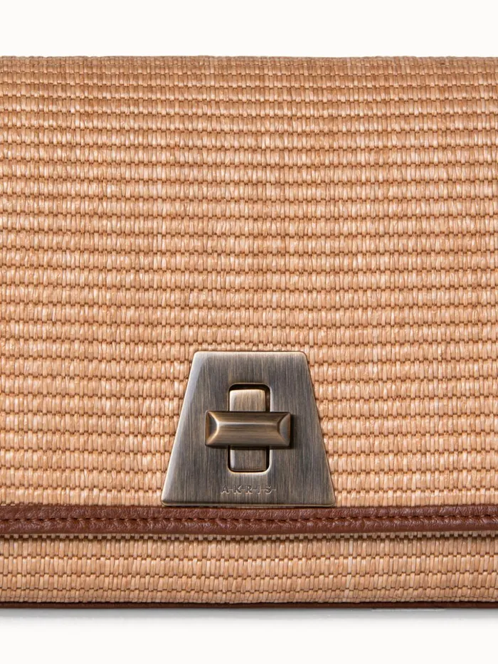 Small Anouk Day Bag In Raffia Camelcaramel Women Akris Crossbody Bags