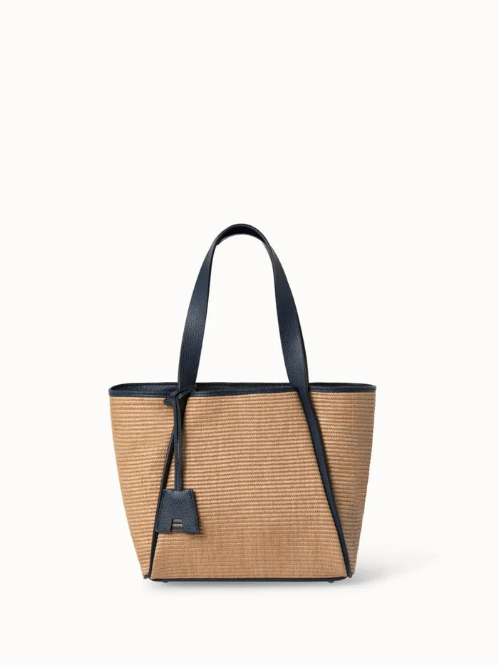 Small Handbag In Raffia Fabric Camelmarine Women Akris Shoulder Bags