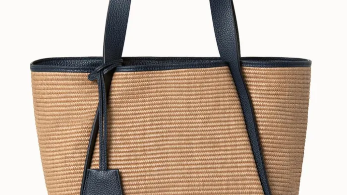 Small Handbag In Raffia Fabric Camelmarine Women Akris Shoulder Bags