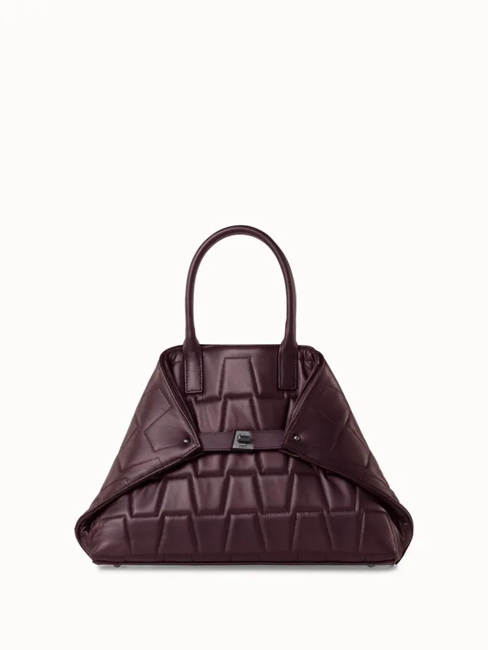 Small Quilted Trapezoid Ai Bag Burgundy Women Akris Crossbody Bags