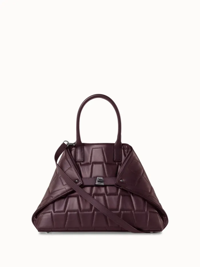 Small Quilted Trapezoid Ai Bag Burgundy Women Akris Crossbody Bags