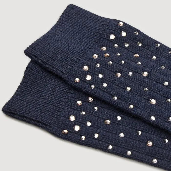 Socks Women SANDRO Rhinestone Socks Navy Blue