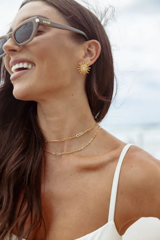 Soleil Earrings 8211 Gold Gold Earrings petalandpup Women