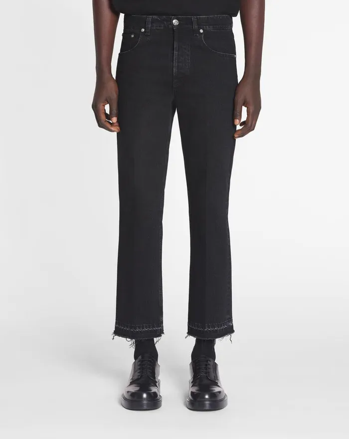 Straight Denim Pants Black Men Lanvin Pants and Shorts Straight Denim Pants Black Men Lanvin Pants and Shorts