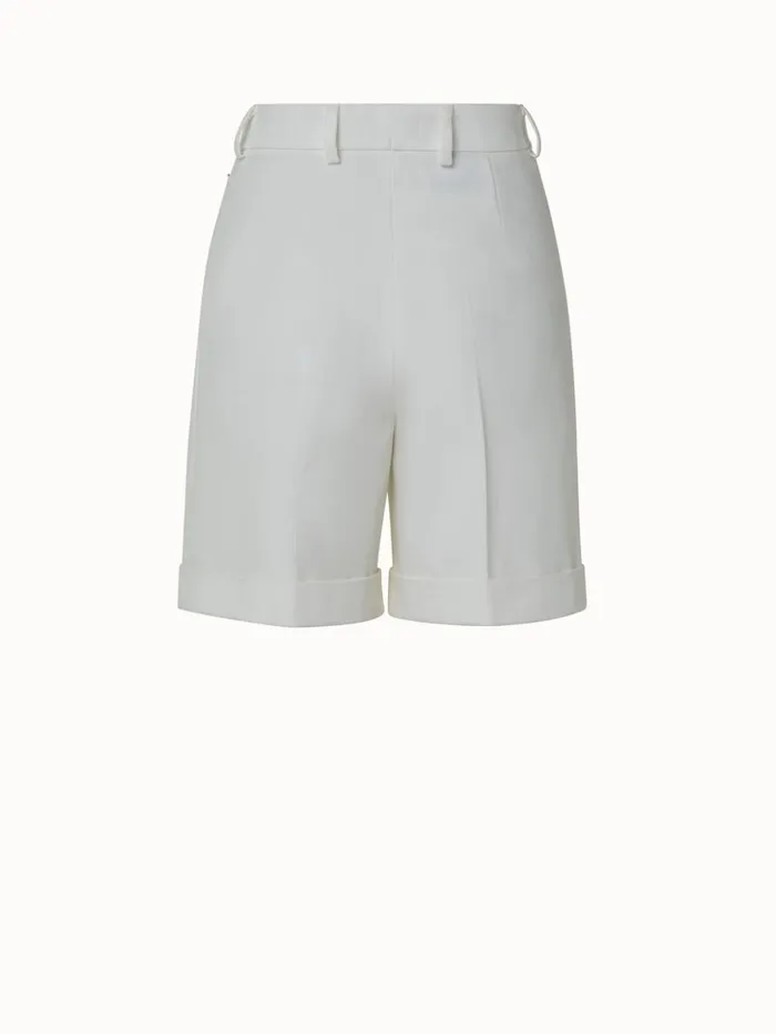 Straight Leg Cotton Stretch Denim Shorts Ecru Women Akris Shorts