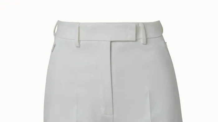 Straight Leg Cotton Stretch Denim Shorts Ecru Women Akris Shorts