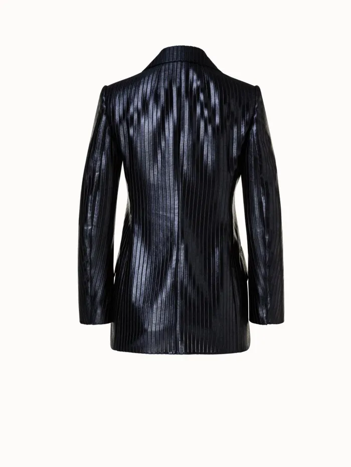 Striped Techno Embroidery Blazer Black Women Akris Jackets