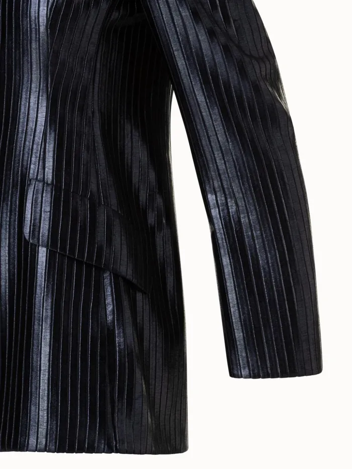 Striped Techno Embroidery Blazer Black Women Akris Jackets
