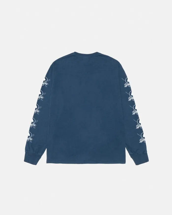 Stussy Tees FOILS LS TEE PIGMENT DYED Navy 8211 MenWomen