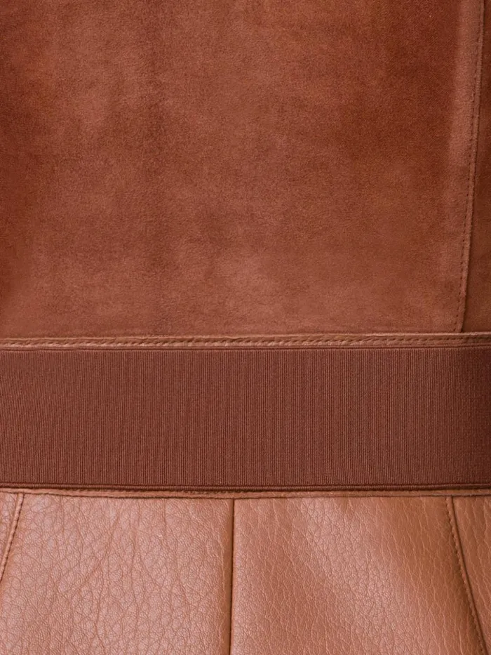 Suede And Leather Short Dress Vicuna Women Akris Dresses